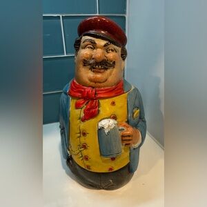 Antique Western Germany Drinking Man Lidded Beer Stein